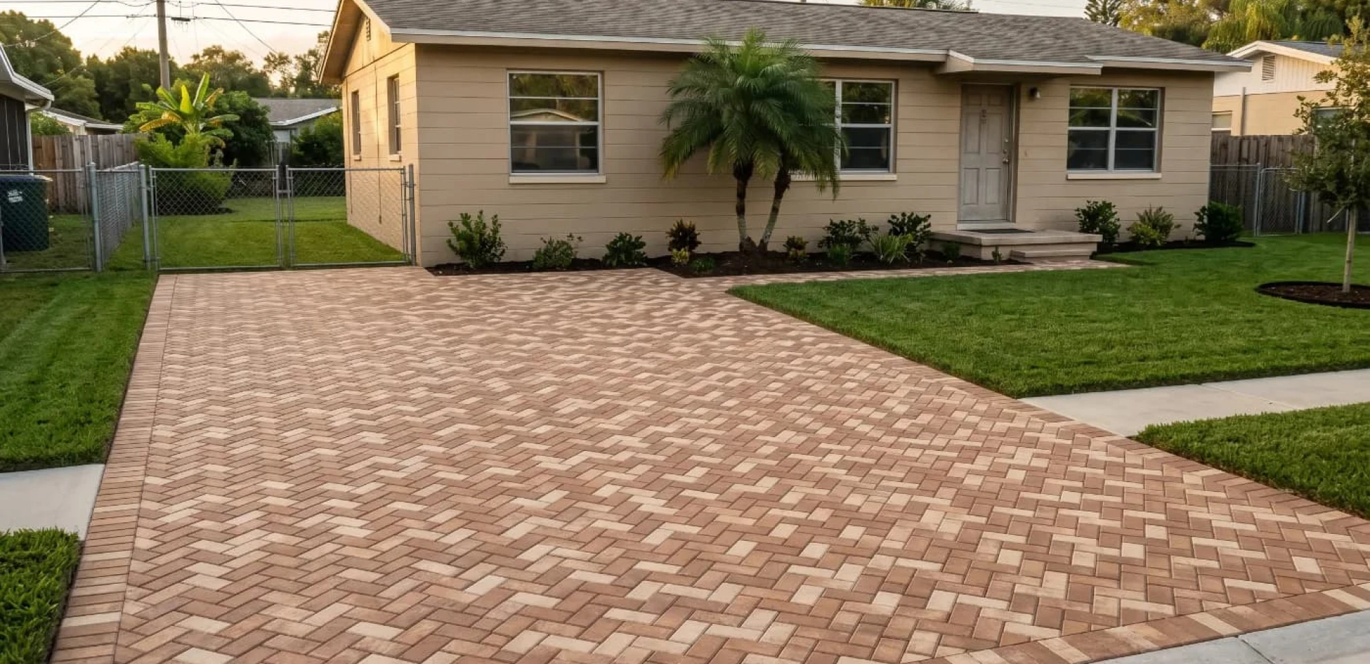 Driveway after paver installation by Carvalho Pro Services in Jacksonville